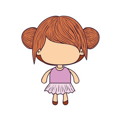 colorful caricature of faceless little girl with collected bun hair vector illustration