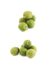 Pile of green olives isolated
