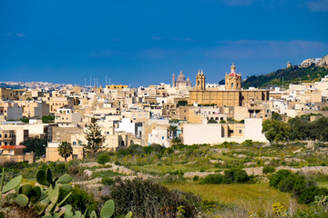 Fototapeta na wymiar Panorama of Mgarr city on Gozo island. Malta
