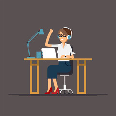 Business woman using computer