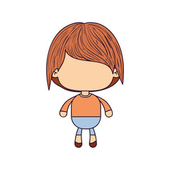 colorful caricature of faceless little boy with short wavy hair vector illustration