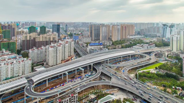 Time Lapse of the overpass Bridge in WuHan