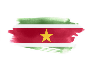 Suriname flag grunge painted background