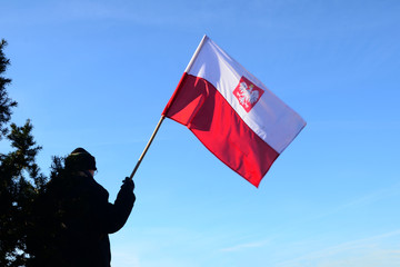 Man with flag of poland