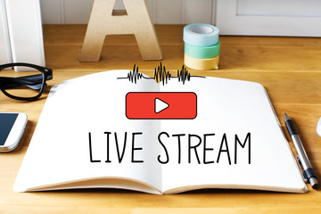 Live Stream concept with notebook