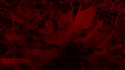 Dark red low poly waving surface as glorious background. Dark red polygonal geometric vibrating environment or pulsating background in cartoon low poly popular modern stylish 3D design. - Powered by Adobe