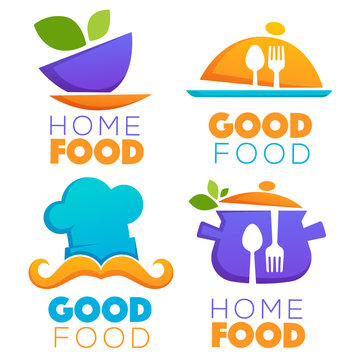 funny and glossy food and cooking logo, emblems and symbols