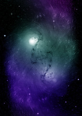 Fototapeta premium Stars, dust and gas nebula in a far galaxy