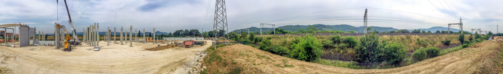 Building construction site, panoramic view
