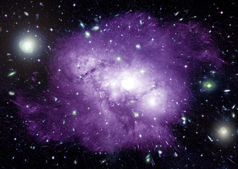 Stars, dust and gas nebula in a far galaxy