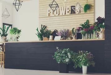 Cercles muraux Fleuriste Intérieur du magasin de fleurs, petite entreprise du studio de design floral