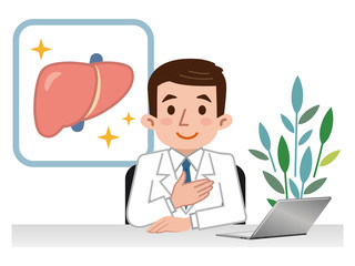 肝臓の説明をする医師