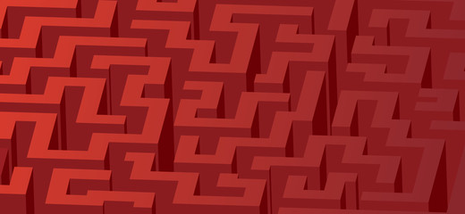 Red maze, labyrinth - horizontal version