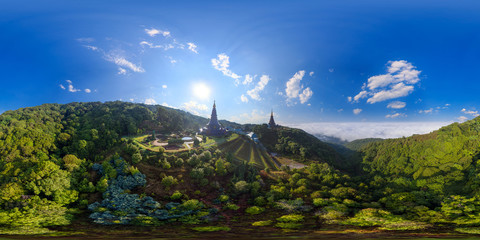 Aerial Panorama of Doi Inthanon National Park, ChiangMai, Thailand (Full VR 360 Degree Seamless...