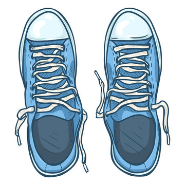 Vector Cartoon Illustration - Pair of Casual Gumshoes. Top View