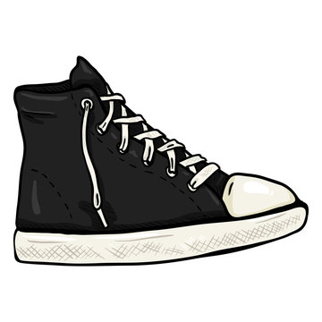 Vector Cartoon Illustration - High Casual Gumshoes. Side View