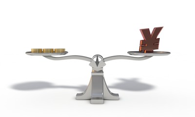 Money coin and jpy concept, 3d render