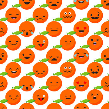 Seamless background with Orange emotions. Vector illustration.
