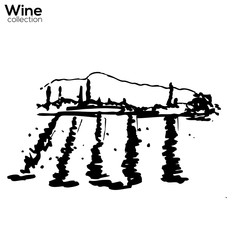 Wine yard hand sketch lanscape
