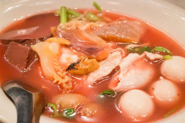 Delicious Noodle In Red Tofu Soup