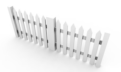 Illustration of a traditional wooden fence. 3d render