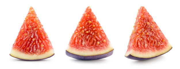 Fresh figs. Piece of fruit isolated on white background. With clipping path. Collection.