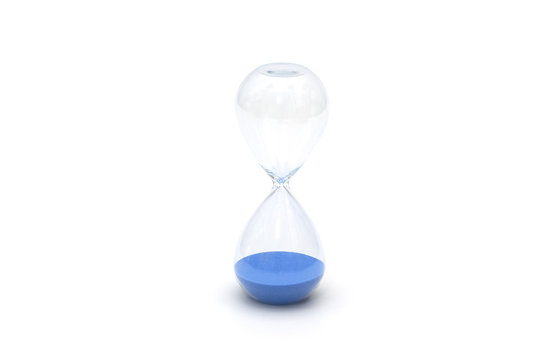 Isolated Blue Sand Watch On White Background