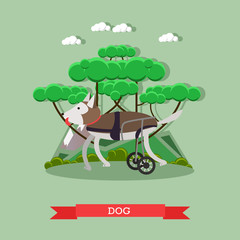 Dog mobility aid vector illustration in flat style