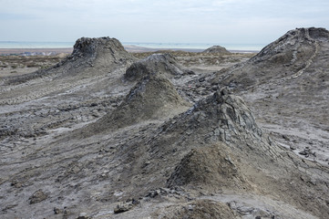 Mud volcano at Gobustan national park. Azerbaijan