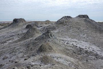 Mud volcano at Gobustan national park. Azerbaijan