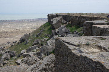 Fototapeta na wymiar View of Gobustan from Kichikdash mountain. Azerbaijan