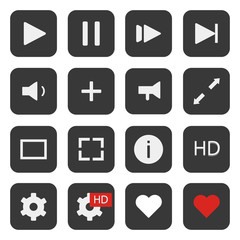 Media player icons - stock vector