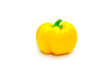 Green, yellow and red fresh bell pepper or capsicum isolated on white background.