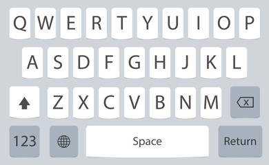 vector modern keyboard of smartphone, alphabet buttons - stock vector