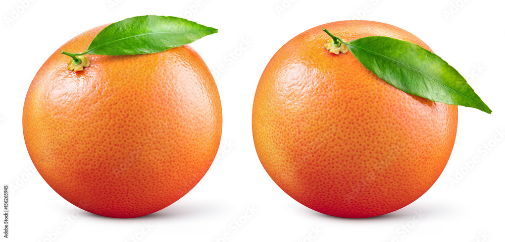 Fototapete grapefruit with leaf isolated on white background. with clipping path. full depth of field. collecti