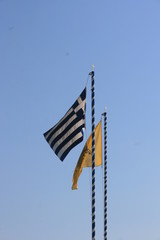 Greek flag with sky background