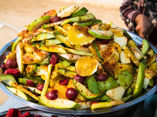 Fresh salat on burmanese style at the street market in Mingun, Myanmar.