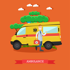 Ambulance concept vector illustration in flat style