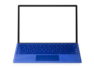 Convertible laptop computer with pen support and detachable keyboard isolated on white background