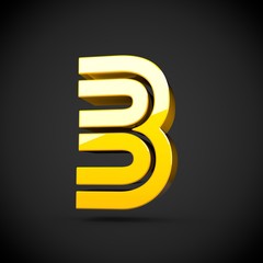 Yellow retro number 3 isolated on black background