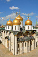 Dormition Cathedral of Moscow Kremlin also known as Assumption Cathedral (1475–1479). Russia