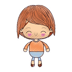 colored crayon silhouette of kawaii little boy with happiness facial expression vector illustration