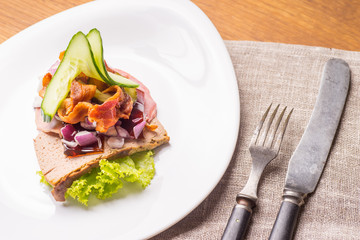 Danish specialties and national dishes, high-quality open sandwich