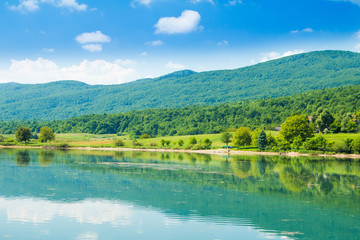     Beautiful lake Sabljaki near Ogulin in Lika, Croatia, in spring 