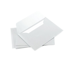 Pile of paper envelopes isolated