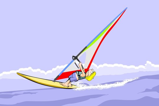 Windsurf summer cartoon