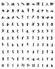 Silhouettes of people wich jumping and flying, vector