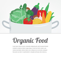 Organic food. Vegetable food icons. Healthy eating concept. Vector