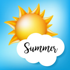 Sun with cloud background. Vector illustration