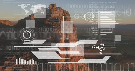 White interface against cliff